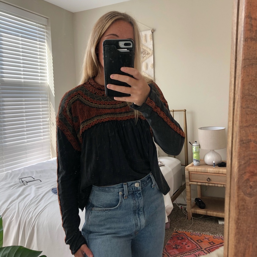 Free People Embroidered Top